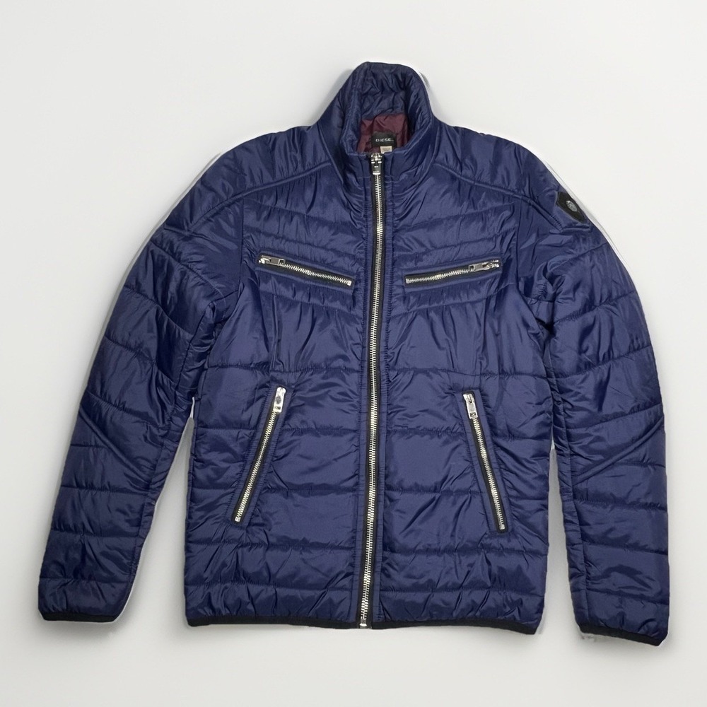 Y2K Diesel W-Izumo down‎ Quilted Biker Style jacket Blue Men's Size Small Sz S